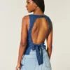 Bluză din denim cu spate decupat Bluză din denim cu spate decupat