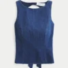 Bluză din denim cu spate decupat Bluză din denim cu spate decupat