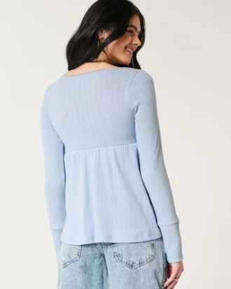 Bluză lungă cu mâneci lungi și model pointelle