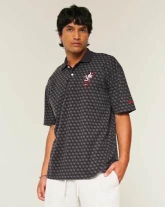 Boxy Polo cu imprimeu Ohio State University Buckeyes