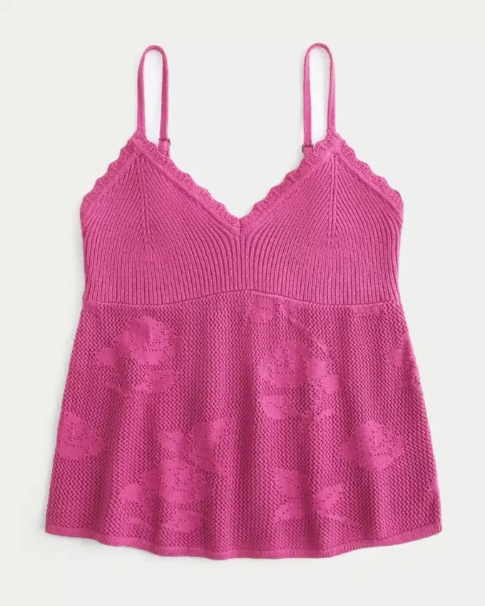 Cami babydoll cu guler halter, în stil broderie ușoară Cami babydoll cu guler halter, în stil broderie ușoară