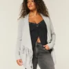 Cardigan cu franjuri, fără închidere Cardigan cu franjuri, fără închidere