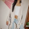 Cardigan cu franjuri, fără închidere Cardigan cu franjuri, fără închidere