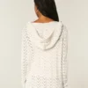 Cardigan cu glugă, cusături deschise, fără închidere Cardigan cu glugă, cusături deschise, fără închidere