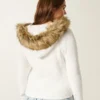 Cardigan cu glugă și bordură din blană artificială Cardigan cu glugă și bordură din blană artificială
