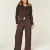 Cardigan cu glugă și bordură din blană artificială Cardigan cu glugă și bordură din blană artificială