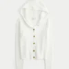 Cardigan cu glugă și bordură din blană artificială Cardigan cu glugă și bordură din blană artificială