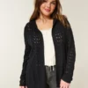 Cardigan cu glugă și cusături, fără închidere Cardigan cu glugă și cusături, fără închidere