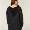 Cardigan cu glugă și cusături, fără închidere Cardigan cu glugă și cusături, fără închidere