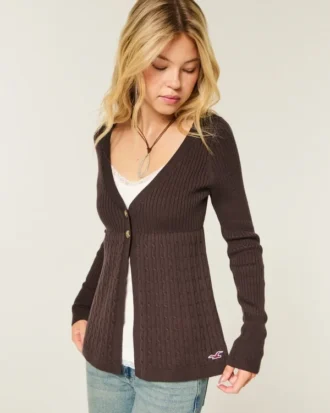 Cardigan cu mâneci lungi și croi lejer Cardigan cu mâneci lungi și croi lejer
