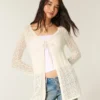 Cardigan de plajă cu mâneci lungi și legătură în față Cardigan de plajă cu mâneci lungi și legătură în față