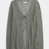 Cardigan de plajă cu mâneci lungi și legătură în față Cardigan de plajă cu mâneci lungi și legătură în față