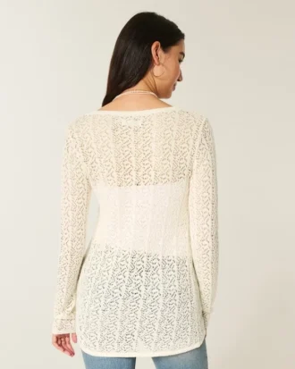 Cardigan de plajă cu mâneci lungi și legătură în față