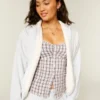 Cardigan din fleece fără închidere, căptușit cu blană artificială Cardigan din fleece fără închidere, căptușit cu blană artificială