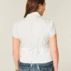 Cămașă cu mâneci scurte din poplin elastic, cu nasturi Cămașă cu mâneci scurte din poplin elastic, cu nasturi