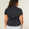 Cămașă cu mâneci scurte din poplin elastic, cu nasturi Cămașă cu mâneci scurte din poplin elastic, cu nasturi