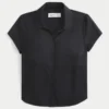 Cămașă cu mâneci scurte din poplin elastic, cu nasturi Cămașă cu mâneci scurte din poplin elastic, cu nasturi