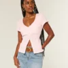 Cămașă cu mâneci scurte din poplin elastic texturat Cămașă cu mâneci scurte din poplin elastic texturat