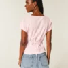 Cămașă cu mâneci scurte din poplin elastic texturat Cămașă cu mâneci scurte din poplin elastic texturat