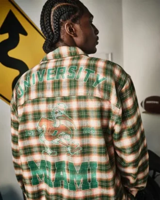 Cămașă din flanelă cu imprimeu grafic University of Miami Hurricanes
