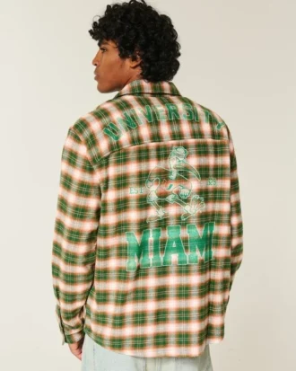 Cămașă din flanelă cu imprimeu grafic University of Miami Hurricanes