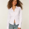Cămașă din poplin elastic cu nasturi Cămașă din poplin elastic cu nasturi