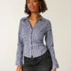 Cămașă din poplin elastic cu nasturi Cămașă din poplin elastic cu nasturi