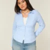 Cămașă din poplin elastic cu nasturi Cămașă din poplin elastic cu nasturi