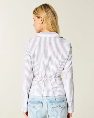 Cămașă din poplin elastic cu nasturi