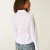 Cămașă din poplin elastic cu nasturi Cămașă din poplin elastic cu nasturi
