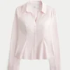 Cămașă din poplin elastic cu nasturi Cămașă din poplin elastic cu nasturi