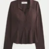 Cămașă din poplin elastic cu nasturi Cămașă din poplin elastic cu nasturi