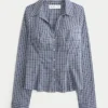 Cămașă din poplin elastic cu nasturi Cămașă din poplin elastic cu nasturi