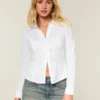 Cămașă din poplin elastic în stil smoking