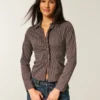 Cămașă din poplin elastic în stil smoking Cămașă din poplin elastic în stil smoking