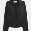 Cămașă din poplin elastic în stil smoking Cămașă din poplin elastic în stil smoking