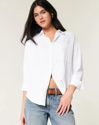Cămașă oversized din amestec de in
