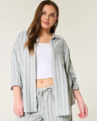 Cămașă oversized din amestec de in