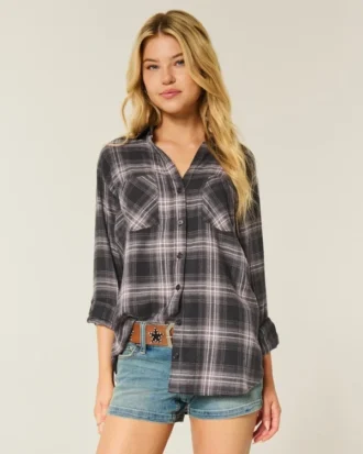 Cămașă oversized din flanel