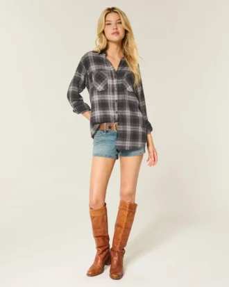 Cămașă oversized din flanel