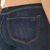 Colanți din denim cu talie înaltă, pentru siluete cu forme, în nuanță închisă