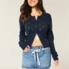 Fustă mini din denim cu dantelă și șnur Fustă mini din denim cu dantelă și șnur