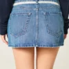 Fustă mini din denim cu dantelă și șnur Fustă mini din denim cu dantelă și șnur