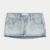 Fustă-pantalon micro din denim cu talie ultra joasă