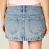 Fustă-pantalon micro din denim cu talie ultra joasă Fustă-pantalon micro din denim cu talie ultra joasă