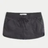 Fustă-pantalon micro mini din twill cu talie ultra joasă Fustă-pantalon micro mini din twill cu talie ultra joasă