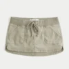 Fustă-pantalon micro mini din twill cu talie ultra joasă