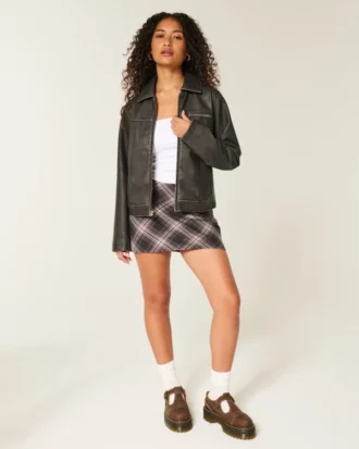 Fustă-pantalon mini cu talie înaltă și croi în A