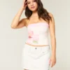 Fustă-pantalon mini din denim alb, cu talie joasă Fustă-pantalon mini din denim alb, cu talie joasă