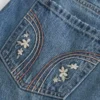Fustă-pantalon mini din denim brodat, cu talie joasă Fustă-pantalon mini din denim brodat, cu talie joasă